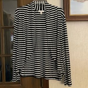 Kenar Black and White Striped Cardigan
